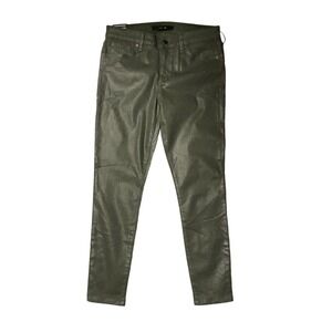 Joes Jeans Women's Skinny Ankle Coated Green Waxed Denim Pants Stretch Sz 30 NWT